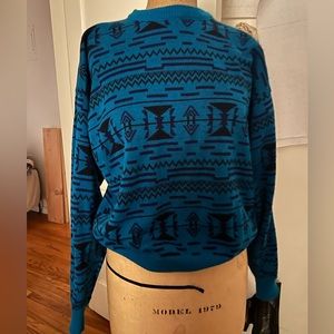 Vintage McGregor 90’s or 80's sweater, teal blue with patterns